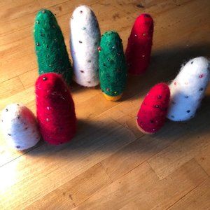Christmas Felted Trees Seasonal Home Handmade Decor  Wool